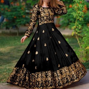 2 Pcs Women’s Stitched Shamoz Silk Zari Tilla Embroidered Maxi