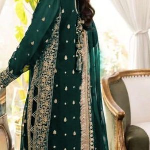 3 Pcs Women’s Stitched Crinkle Chiffon Embroidered Suit