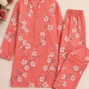 2 Pcs Women's Unstitched 3-D Block Printed Suit