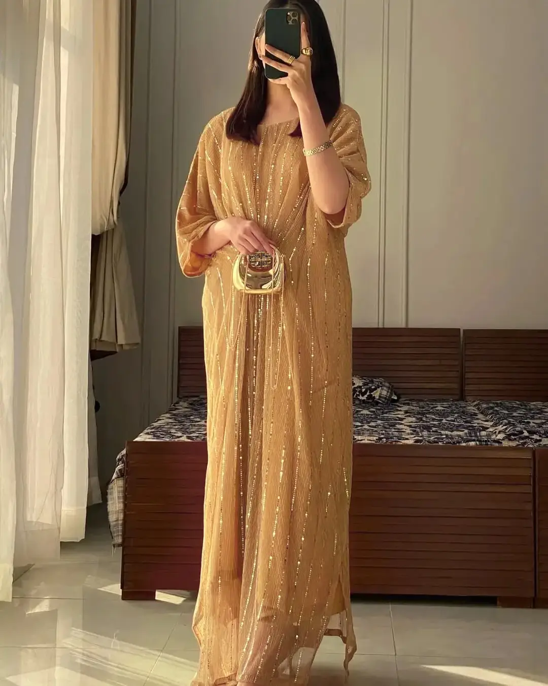 Moonlight Fabric Long Kaftan for Women with Bakkal & Attached Crepe Inner – Free Size Modest Maxi Kaftan Dress (54/55 Inches) 1 Moonlight Fabric Long Kaftan for Women with Bakkal & Attached Crepe Inner – Free Size Modest Maxi Kaftan Dress (54/55 Inches)