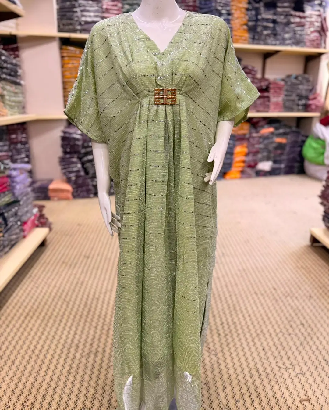 Moonlight Fabric Long Kaftan for Women with Bakkal & Attached Crepe Inner – Free Size Modest Maxi Kaftan Dress (54/55 Inches) 2 Moonlight Fabric Long Kaftan for Women with Bakkal & Attached Crepe Inner – Free Size Modest Maxi Kaftan Dress (54/55 Inches) - Image 2