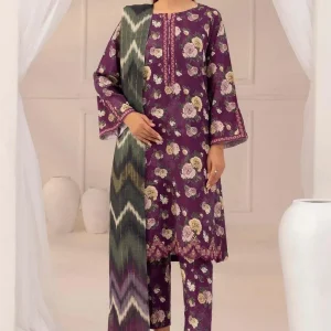 Purple Digital Print Lawn 3Pcs Set