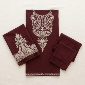 Maroon Embroidered Lawn 2-Piece Suit for Women