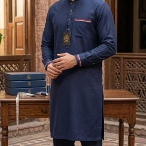 Mens Blue Khaddar Suit Plain Summer