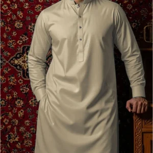 Men cotton plain suit green 4.5m unstitched fabric folded piece