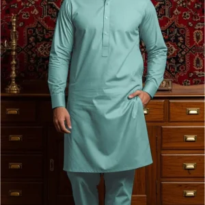 Men cotton plain blue suit 4.5m unstitched fabric folded piece tbm store pk