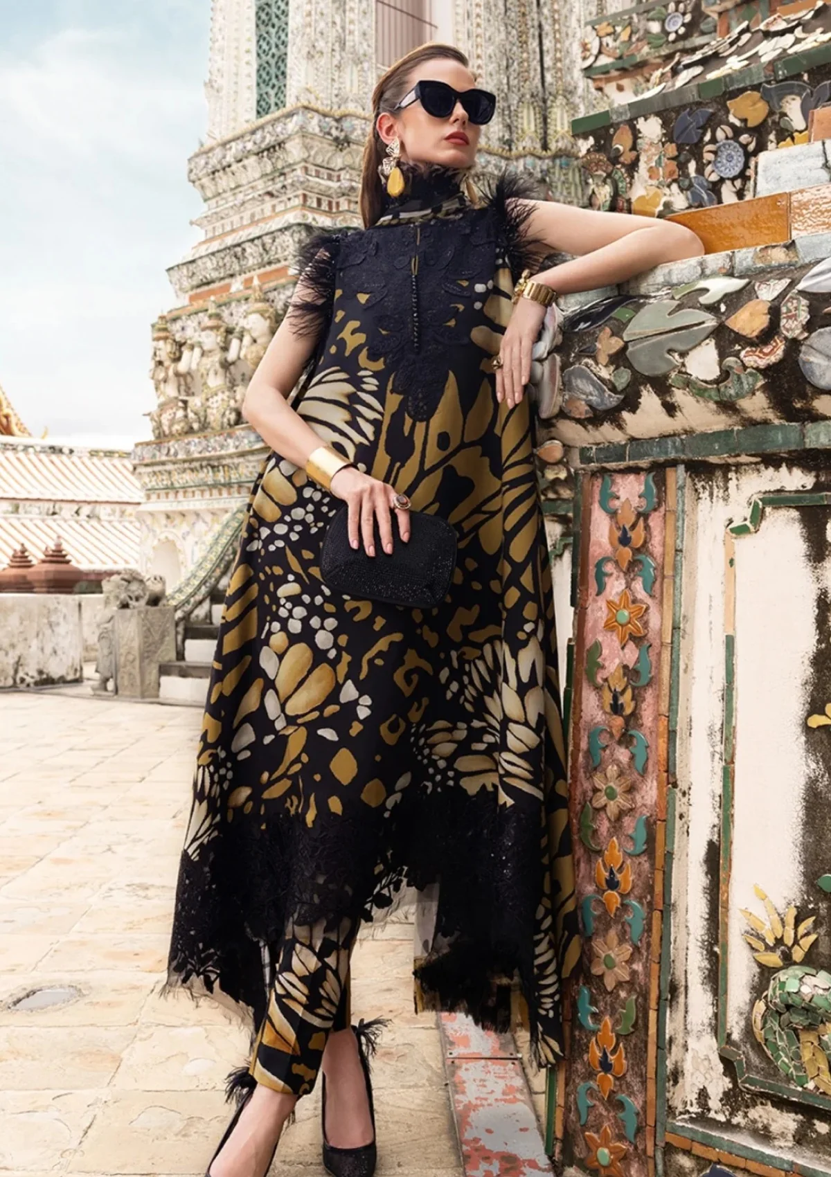 Maria B Printed Embroidered Lawn 3PC Unstitched Suit with Chiffon Dupatta – Black & Mustard 2 Maria B Printed Embroidered Lawn 3PC Unstitched Suit with Chiffon Dupatta – Black & Mustard - Image 2