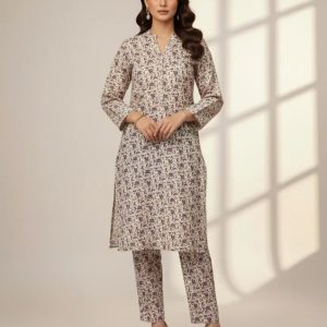 2-Pcs Katan Silk Unstitched Allover Printed Suit for Women – Premium Soft Fabric Shirt & Trouser Dress Material for Casual & Formal Wear