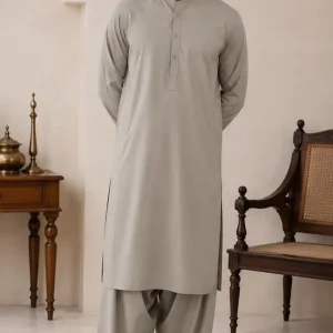 Men's unstitched wash and wear plain suit grey 4m fabric folded piece tbm store pk
