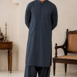Men's unstitched wash and wear plain suit blue 4m fabric folded piece tbm store pk