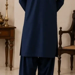 Men's unstitched wash and wear plain suit blue 4m fabric folded piece tbm store pk