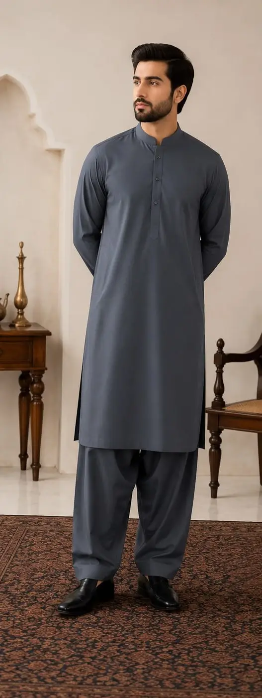 Men’s Unstitched Wash And Wear Plain Suit Grey 4m – All Season Collection 1 Men's unstitched wash and wear plain suit grey 4m fabric folded piece tbm store pk