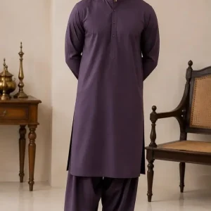 Men’s Unstitched Wash And Wear Plain Suit Lilac 4m – All Season Collection
