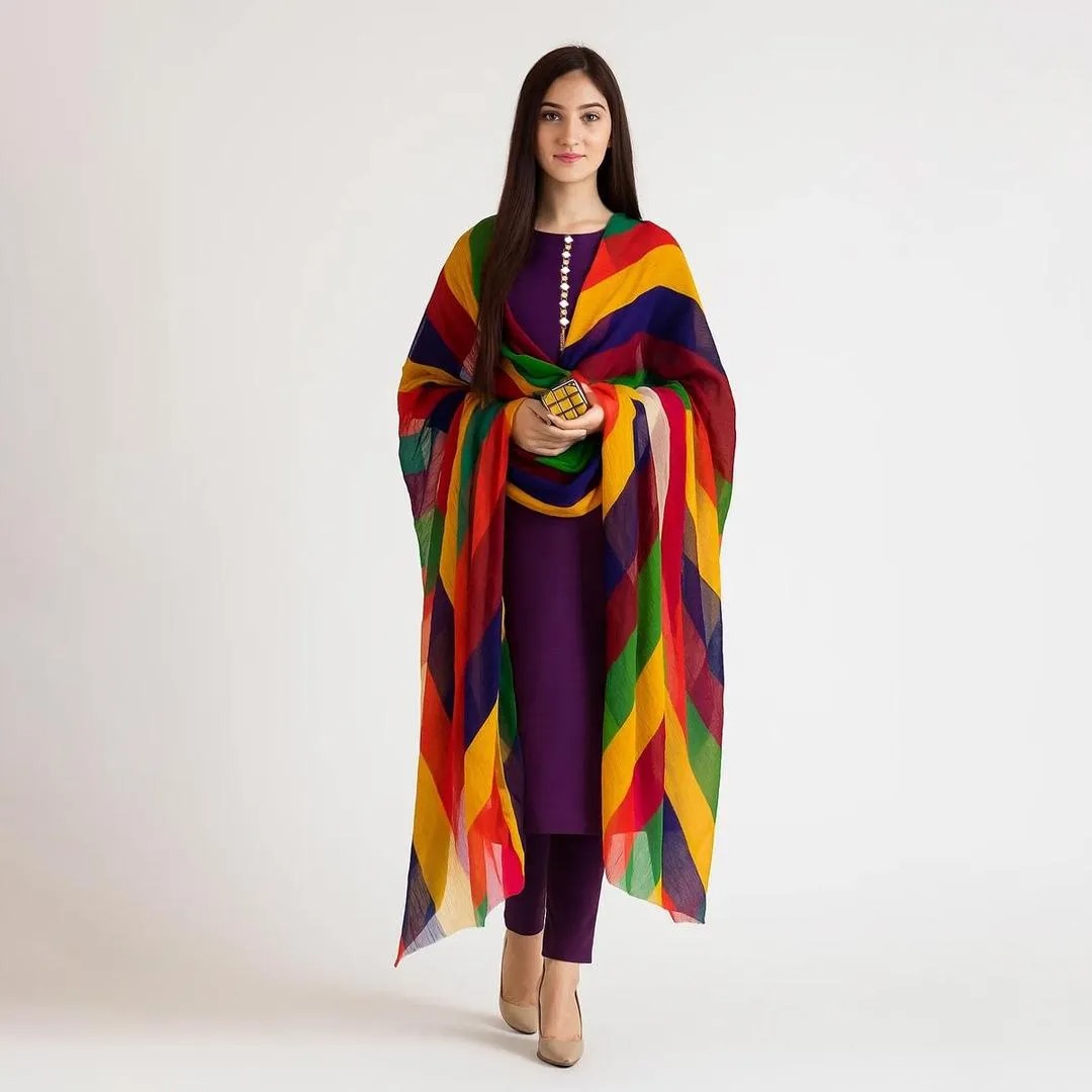 Unstitched 3-Pcs Katan Silk Suit with Multi-Color Organza Chunri Dupatta for Women – Premium Party Wear Dress Material 1 Unstitched 3-Pcs Katan Silk Suit with Multi-Color Organza Chunri Dupatta for Women – Premium Party Wear Dress Material