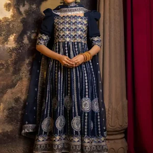 Faiza Faisal Luxury Embroidered Thai Silk 3-Piece Suit – Blue