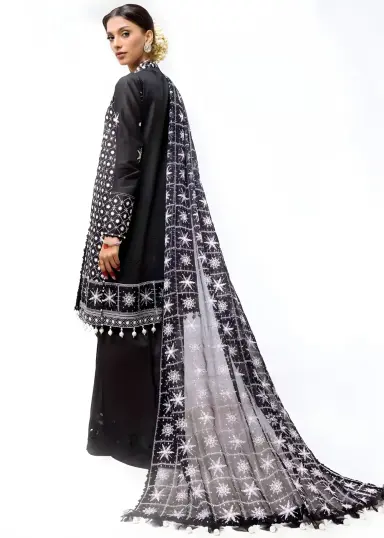 Gul Ahmed Charcoal Embroidered Lawn 3-Piece Suit with Chiffon Dupatta 2 Charcoal embroidered lawn shirt with chiffon dupatta