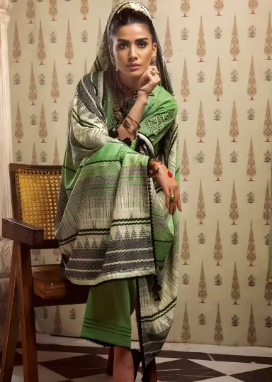 Gul Ahmed Green Jacquard 3-Piece Unstitched Suit with Printed Leno Dupatta 6 Gul Ahmed Green Jacquard 3-Piece Unstitched Suit with Printed Leno Dupatta - Image 6