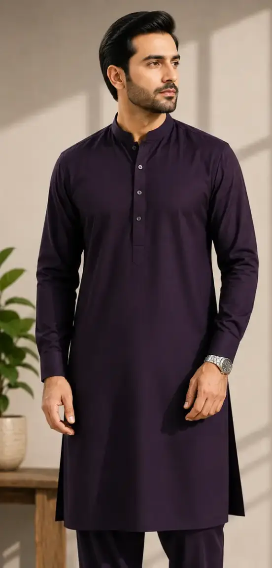 Men’s Unstitched Wash And Wear Plain Suit Purple 4m – Premium All Season Collection 1 Men's unstitched wash and wear plain suit purple 4m fabric bundle with brand tag and bag tbm store pk
